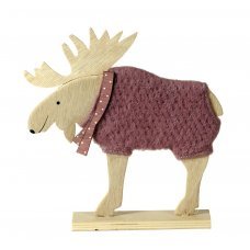 Χριστουγεννιάτικο Διακοσμητικό Ξύλινο Ταρανδάκι Μωβ (25cm)